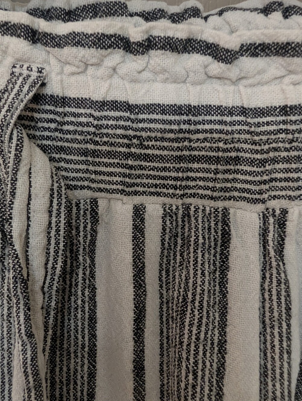 Rewind Striped Linen Blend Wide-Leg Paper Bag Pants - Black & White - Picture 8 of 14